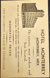 VTG 1930s Hotel Monterrey Mexico Double Sided Travel Collectible Postcard Flyer