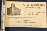 VTG 1930s Hotel Monterrey Mexico Double Sided Travel Collectible Postcard Flyer
