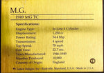 1949 MG TC Morris Motors Sports Car Gold Plated Specifications Collectible Plaqu
