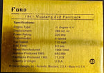 1965 Ford Mustang 2+2 Fastback Gold Plated Specifications Collectible Plaque