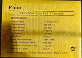 1965 Ford Mustang 2+2 Fastback Gold Plated Specifications Collectible Plaque