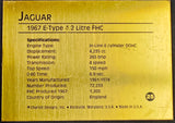 1967 Jaguar E-Type 4.2 Litre FHC Gold Plated Specifications Collectible Plaque