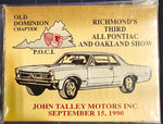 VTG Old Dominion Richmond, VA Pontiac Car Show Plaque Sticker Badges Lot of 4