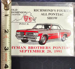VTG Old Dominion Richmond, VA Pontiac Car Show Plaque Sticker Badges Lot of 4