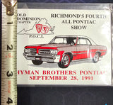 VTG Old Dominion Richmond, VA Pontiac Car Show Plaque Sticker Badges Lot of 4