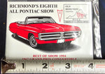 VTG Old Dominion Richmond, VA Pontiac Car Show Plaque Sticker Badges Lot of 4