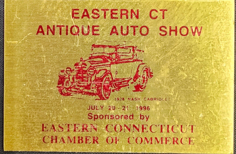 Eastern Connecticut Chamber of Commerce 1996 Antique Auto Show Participant Badge