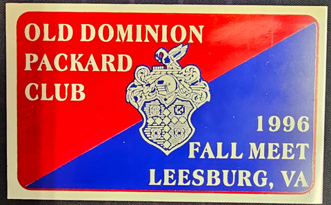 Old Dominion Packard Club Leesburg Virginia 1996 Fall Meet Participant Badge