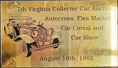Virginia Collector Car Flea Market Corral Car Show 1992 Participant Badge