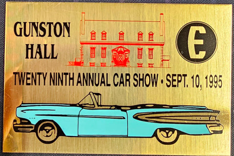 Gunston Hall Virginia 29th Annual Car Show September 1995 Participant Badge