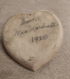 Vtg 1920's Angel Green Yellow Leaf Border Bow Heart Shape Trinket Jewelry Dish