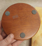 Vintage Orange Brown Marble? Square Ashtray Round Wood Holder Push Lighter