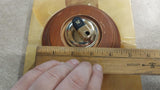 Vintage Orange Brown Marble? Square Ashtray Round Wood Holder Push Lighter