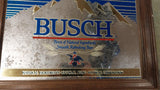 vtg 1980s Busch Beer Mirrored wooden framed 14.5X19 advertising sign man cave