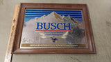 vtg 1980s Busch Beer Mirrored wooden framed 14.5X19 advertising sign man cave