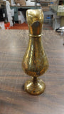 8" Vintage Brass Pitcher Vase Hand Etched Leaf Markings Sarnabra69 India 237T-8