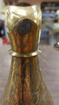 8" Vintage Brass Pitcher Vase Hand Etched Leaf Markings Sarnabra69 India 237T-8
