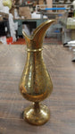 8" Vintage Brass Pitcher Vase Hand Etched Leaf Markings Sarnabra69 India 237T-8