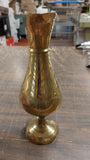 8" Vintage Brass Pitcher Vase Hand Etched Leaf Markings Sarnabra69 India 237T-8