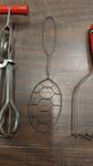 5 Vintage Red Wood Great Depression Kitchen Utensils Androck Made USA Cooking