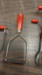 5 Vintage Red Wood Great Depression Kitchen Utensils Androck Made USA Cooking