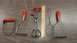 5 Vintage Red Wood Great Depression Kitchen Utensils Androck Made USA Cooking