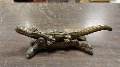 Vintage Miami Beach Florida Heavy Brass? Alligator Body Nutcracker Collectible