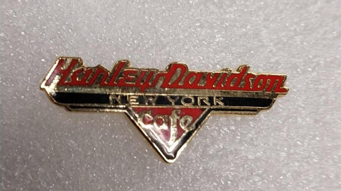 Small Vintage Harley Davidson New York Cafe Pin Red Black Gold 1.5 In