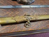 Antique Dress Sword Fraterna Knights of the Golden Eagle Gold Inlay Fancy Etched