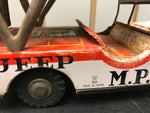 Vintage 1960's Milatary Police Jeep Tin Friction Toy Japan Usagiya Tin Litho  Ni