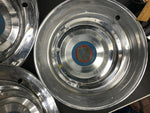 VINTAGE CADILLAC HUB CAPS BLUE CIRCLE EMBLEM SET OF 4 CLASSIC CAR WHEEL TIRE