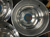 VINTAGE CADILLAC HUB CAPS BLUE CIRCLE EMBLEM SET OF 4 CLASSIC CAR WHEEL TIRE