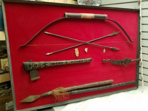 Vintage Bow Knife Dagger Ceremonial Spear Arrow Head hunter Display Paiwan Tribe
