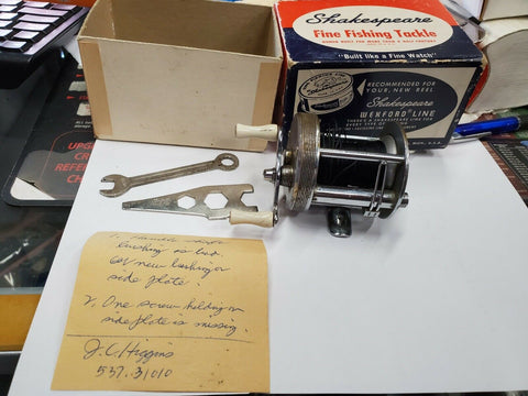 Vintage JC Higgins Shakespeare Box Fly Reel Fishing Rod Antique Gear 537-31010