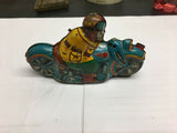 VINTAGE BLUE TIN LITHOGRAPH MOTORCYCLE FOR PARTS NICE PAINT