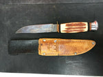 Vintage Monarch 2121 Japan Fixed Blade Knife W/orig. Leather Sheath 4 1/2" Blade