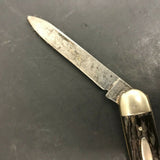 VINTAGE I-XL GEORGE WOSTENHOLM  2 BLADE POCKET KNIFE BONE HANDLE ENGLAND