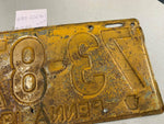 ANTIQUE 1921 PENNSYLVANIA LICENSE PLATE 73-873 VINTAGE MANCAVE PENNA PA 5 DIGIT
