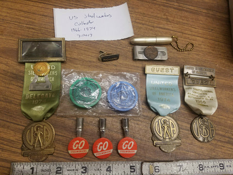 US United Steelworkers badges Ribbons Grouping Fob Pin Key chain Pen Pins Chips!