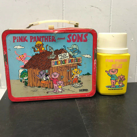Vintage 1984 Thermos Lunch Box Pink Panther & Sons W/thermos Original School
