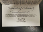 United States Mint 2010 Proof Set W / Cert. Of Auth. & Specs Col. VF Coins