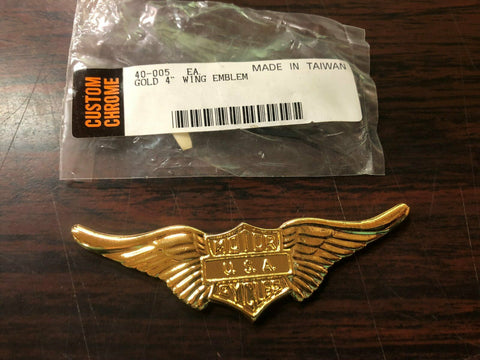 Gold emblem usa gold motorcycle harley wings bar shield handlebar top clamp 4 in
