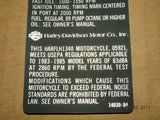 NOS Original Frame Decal Emission Sticker Harley FLH Shovel 1340 OEM 1983 - 1985