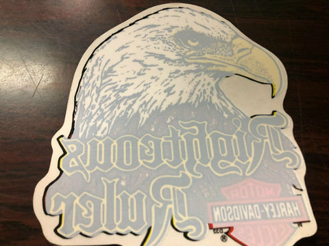 NOS HarleyDavidson Righteous Ruler Eagle Large Vinyl Window Decal Sticker Emblem
