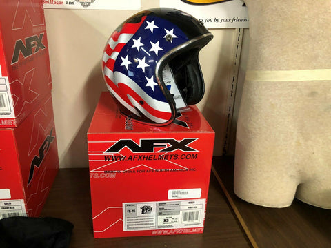AFX FX-76 Black with American Flag Freedom Helmet Size X-Small P/N 0104-1636