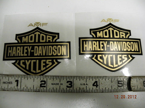 AMF GAS TANK DECALS STICKERS HARLEY FX LOW RIDER SUPE SPORTSTER BAR SHIELD GOLD