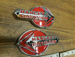 Genuine Harley Gas Tank Emblems Badges Panhead 1959-1960 OEM Chrome red New!