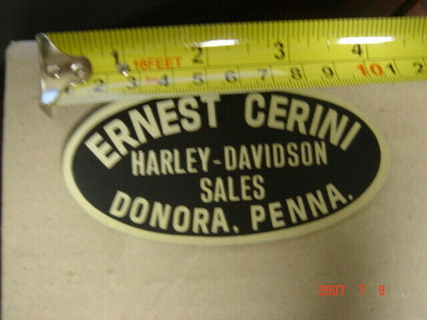 NOS ORIGINAL DECAL FROM AN OLD HARLEY DEALER CERINI DONORA PA