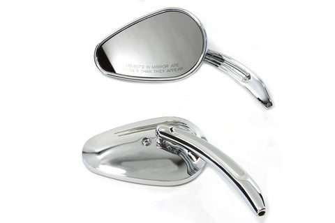 Bullet Mirror Set with Billet Sculpted Stems Chrome