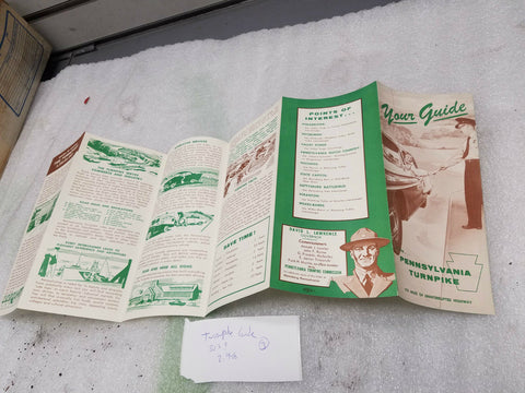 Antique 1950s PA Turnpike Guide Map Brochure Vintage "76" Leaflet Collectible!